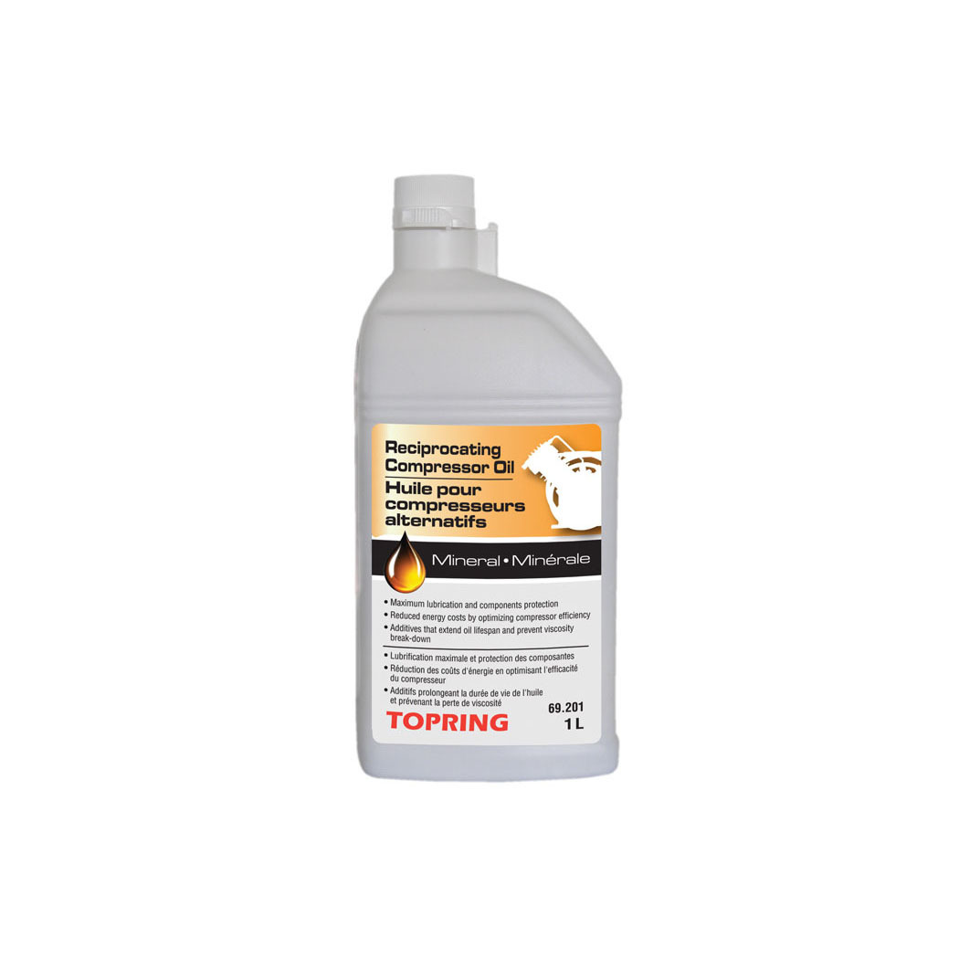 Huile minérale Topring 69.201 pour compresseur à piston, 1 L