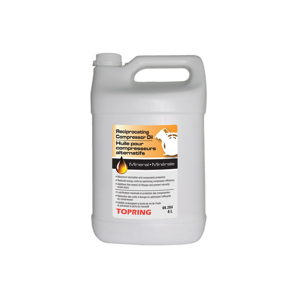 Huile minérale Topring 69.204 pour compresseur à piston, 4 L