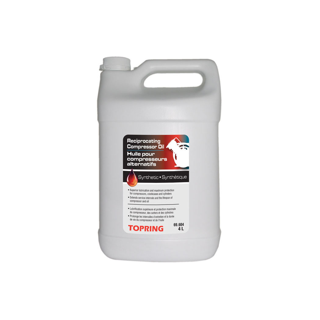 Huile synthétique Topring 69.604 pour compresseur à piston, 4 L
